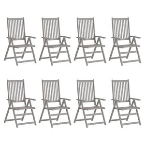 HOMMIE© Outdoor-Stuhl ,Verstellbare 8er Set Gartenstühle Grau Massivholz Akazie Relaxsessel Armlehnstuhl & schlichten Design