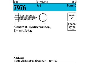 Blechschraube DIN 7976 m.Sechskant/Spitze C 8 x 16 A 2