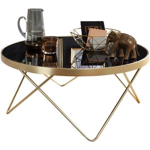 Konferenční stolek DANA Ø 82 cm Černý / matný zlatý stolek