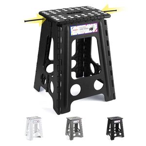 Tritthocker Klappbar Klapphocker Faltbar Höhe 46cm für Kinder und Erwachsene Bade Küchen - Schwarz