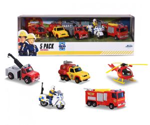 Dickie Toys Spielwaren Feuerwehrmann Sam 5er Set Die-Cast-Fahrzeuge Spielzeugautos Autos Spielautos PB22