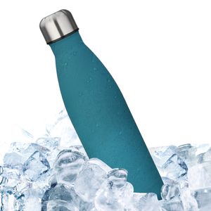 500ml Doppelwandige Edelstahl-Trinkflasche Thermoskanne Sportflasche, Trinkwasserflasche Reisebecher -Lake Blue