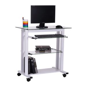 Rootz Computertisch Schreibtisch – Weiß – Eisen, Glas – 31,45 cm x 20,08 cm x 32,68 cm