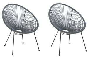 Möbilia Garten-Stuhl 2er-Set | Sitzschale Kunststoff | Gestell Metall | B 73 x T 73 x H 88 cm | grau | 10020010 | Serie GARTEN