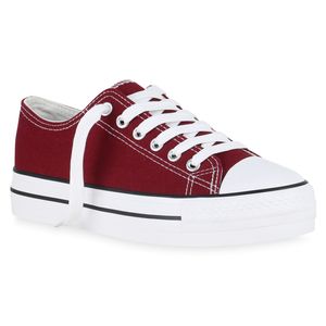 Mytrendshoe Women's Platform Sneaker Trainers Lace-up Platform Shoes 825894, Farba: Dark red, Veľkosť: 38