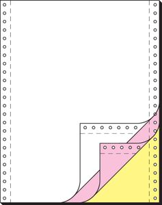 SIGEL 33243 Computerpapier 12"x240 mm, A4, LP, 60 g/m², 3f, blanko/rosa/gelb+AHL, 600 Sätze, Endlospapier