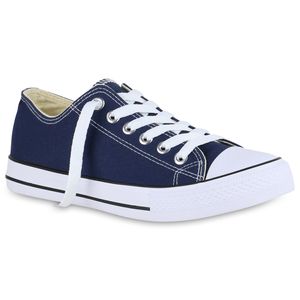 Mytrendshoe Herren Sneaker Low Canvas Turnschuhe Schnürer Freizeitschuhe 826094, Farbe: Dunkelblau, Größe: 36