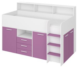 Bett mit Schreibtisch NEO R Rechts 80x200 cm Schlafzimmer-Sets Hochbett Etagenbett weiß / lavendel