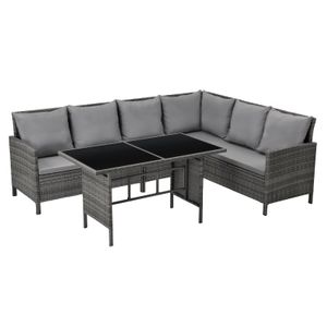 SVITA MADISON Polyrattan Lounge Gartenmöbel Rattan Set in Grau SVITA MADISON Polyrattan Lounge Gartenmöbel Rattan Set in Grau