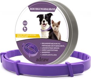 adraw Beruhigungshalsband für Hunde und Katzen | Beruhigungsmittel |zur Beruhigung und Entspannung bei Angst und Stress| passend für kleine, mittlere und große Haustiere | bis zu 60-Tägige Wirkung adraw Beruhigungshalsband für Hunde und Katzen | Beruhigungsmittel |zur Beruhigung und Entspannung bei Angst und Stress| passend für kleine, mittlere und große Haustiere | bis zu 60-Tägige Wirkung