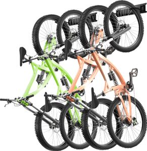 VEVOR stojan na bicykle, 4 držiaky na bicykle a 2 háčiky na prilby, nástenný držiak na uskladnenie bicyklov, organizér pre domácnosť a garáž, nastaviteľný pre rôzne veľkosti bicyklov, nastaviteľný držiak, nosnosť do 200 kg, 32 palcov