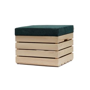 Sitzhocker mit Stauraum 37x40x50 mit Polster – Naturholz,grün,1er Set