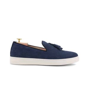 Duca di Morrone Herren Mokkasins Slipper Herrenschuh, Slip-On, Größe:EU 43, Farbe:Blau-mittelblau