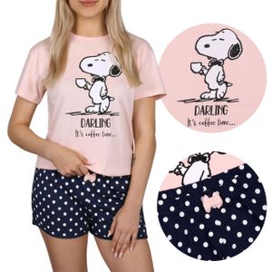 Snoopy Die Peanuts rosa-marineblauer Schlafanzug für Mädchen mit kurzen Ärmeln 12 Jahre