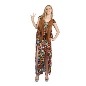Bristol Novelty Damen Hippie-Kleid-Kostüm mit Blumen-Design BN1720 (36-40 DE) (Bunt)