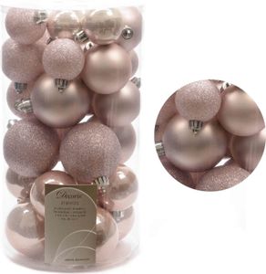 LS-LebenStil 30 Kunststoff Weihnachtskugeln Rosa Lachs 4cm-6cm Baumkugel Christbaumkugel Christbaumschmuck Weihnachtsdeko bruchsicher bruchfest