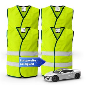 4x Warnwesten Auto 2024 & 2025: Sicherheitsweste ISO20471 neongelb - PKW & LKW - Reflektierende Pannen- und Unfallwesten - Autozubehör 4x Warnwesten Auto 2024 & 2025: Sicherheitsweste ISO20471 neongelb - PKW & LKW - Reflektierende Pannen- und Unfallwesten - Autozubehör