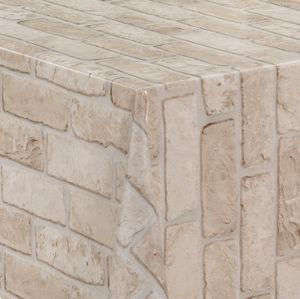 PVC Tischdecke Brick Steine hell creme Naturstein Wachstuch · Eckig · Länge & Breite wählbar· abwaschbare Tischdecke, Größe:80 x 80 cm