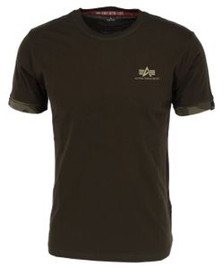 ALPHA INDUSTRIES ROLL-UP SLEEVE T Herren T-Shirt, Größe:M, Farbe:Dark Olive Camo