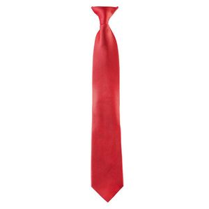Krawatte mit Clip, Sicherheits-Binder, Farbe rot, 100% Polyester