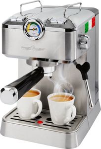 Profi Cook® Espressomaschine | italienische Espressopumpe bis 20 bar | 2 Alu-Druckguss-Siebträger | Schwenkbare Edelstahldampfdüse | PC-ES-KA 1267