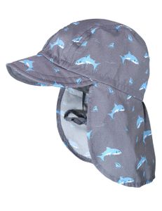 Maximo® Jungen Sonnenhut mit Nackenschutz Hai, Größe:55, Präzise Farbe:Grau