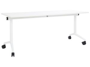 BELIANI Schreibtisch Weiß 180 x 60 cm Klappbar Faltbar mit Rollen Mobil Bürotisch für Homeoffice Büro Modernes Design