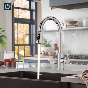 360° Küchenarmatur Wasserhahn Küche ausziehbar Brause Edelstahl Einhandmischer Silber