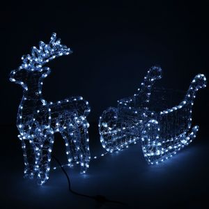 LED Rentier mit Schlitten Beleuchtet Lichtschlauch 312 LED Weihnachten 150 cm