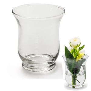 12 x kleines Windlicht oder Vase aus Glas - Windlichter Teelichtgläser Vasen Glasvasen Tischvasen Kerzenhalter (H 9 cm - Ø 7,5 cm)