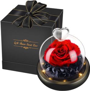 Ewige Rose mit Geschenkbox Ewige Rose im Glas mit LED Lichterkette für Hochzeit Geburtstag Valentinstag Muttertag
