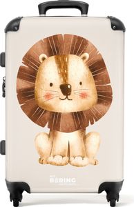 NoBoringSuitcases.com Koffer Mittelgroß 67x43x25 cm, Kinderkoffer Tiere: Löwe, 60L