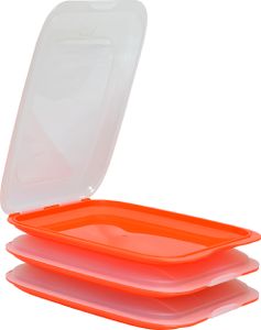 3x Stapelbare Aufschnittbox Frischhaltedose Wurst Behälter Aufschnittdose Orange