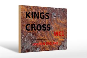 Holzschild London 30x20cm England Kings Cross WC1 Rost