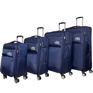 Koffer 3085 Stoffkoffer Reisekoffer Handgepäck Reisetasche Tasche Blau 4´er Set (M+L+XL+XXL)