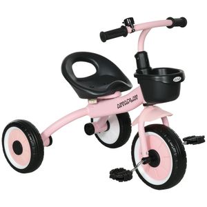 AIYAPLAY tříkolka, dětské kolo s nastavitelným sedadlem, balanční kolo s košíkem na kolo, zvonek, dětské kolo s pedály, balanční kolo pro děti 2-5 let, kovové, růžové