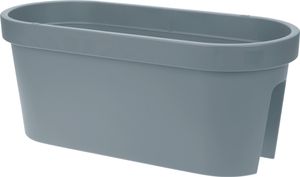 Balkon Blumentopf oval 60 x 28 cm - rauch blau - Kunststoff Pflanzkasten zum Einhängen am Geländer - Blumen Pflanz Kasten Topf zum Hängen