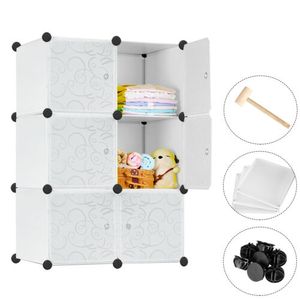 XMTECH DIY Regalsystem Kleiderschrank mit Tür Steckregal Kleiderschrank Garderobenschrank aus Kunststoff 6 Boxen, Weiß