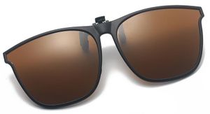 GKA Überbrille Brillen Aufsatz Clip on Gestell schwarz / Glas braun klappbar Sonnenbrillen Aufsatz für Brillenträger Sonnenbrillenaufsatz polarisiert