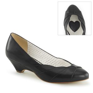 LULU-05 Pin Up Couture Dámske lodičky Shell Design Black Leather Optics Round Front