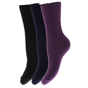 FLOSO detské zimné termo ponožky (3-pack) K105 (26-31 EU) (čierna/navy blue/fialová)