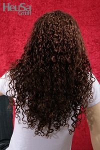 Braune Perücke Echthaar lockig Frauenperücke echtes Haar 51 cm indisches Haar