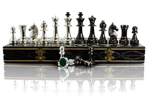 SILBER STAUNTON 40cm  metallisierte Kunststoff Staunton No.5 Figuren Schachspiel, Holz Schachbrett, Metall geladen, Schachspiel