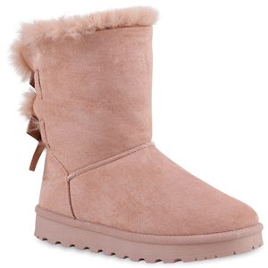 VAN HILL Damen Warm Gefütterte Winter Boots Stiefeletten Kunstfell Schuhe 839832, Farbe: Rosa, Größe: 39