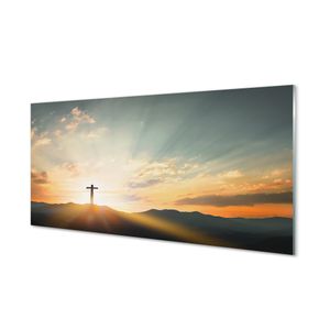 Acrylbilder BIld - 100 cm x 50 cm - Wandkunst Kreuz Sonne oben
