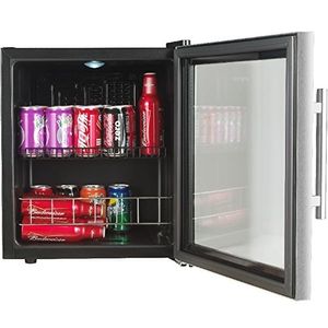Syntrox 46 Liter geräuscharmer Edelstahl Mini Getränke Kühlschrank leiser Hotelkühlschrank