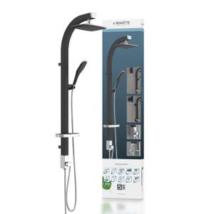 SCHÜTTE sprchový panel MADAGASKAR, sprchový systém s dažďovou sprchou bez zmiešavača, sprchová sprcha, sprchový set čierny