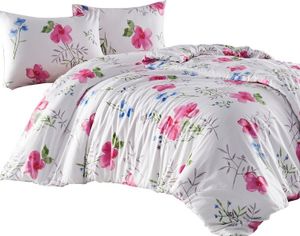 Bettwäsche, dicker, warmer Flanell, 100% Baumwolle 200x220cm 31504-2 Rosa Blumen