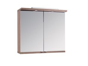 HOMEXPERTS Spiegelschrank NUSA, Breite 80 cm, mit LED-Beleuchtung und Schalter-Steckdosen-Box, in Eichen-Optik
