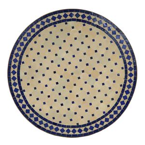 Casa Moro Mediterraner Gartentisch marokkanischer Mosaiktisch blau terrakotta Ø 90cm rund mit Gestell Höhe 73 cm Kunsthandwerk aus Marrakesch Dekorativer Balkontisch Bistrotisch Esstisch | MT2108